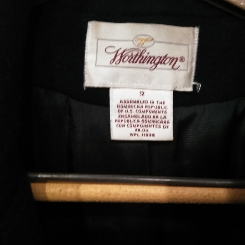 Worthington Wool Navy Double Breasted Trench Coat - Picture 3 of 3